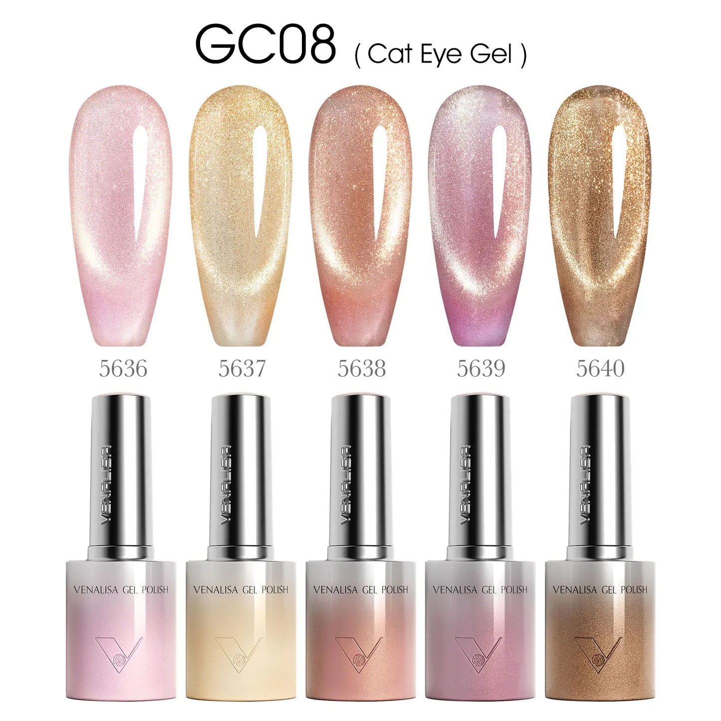 VENALISA TPO/HEMA FREE Gel Nail Polish Set 5 Colors 10ml Glitter Cat Eye UV LED Soak Off Gel Varnish Manicure Nail Art Kit DIY