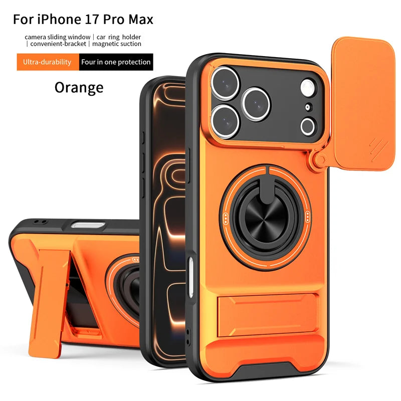 Armor Funda For iPhone 17 Pro Max Case Magnetic Ring Stand Lens Protect Coque For iPhone17 Pro 17Pro Max Wireless Charging Cover