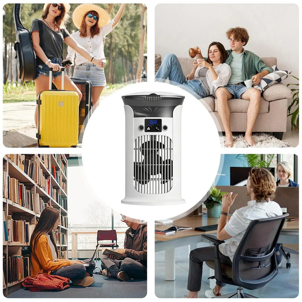 Bedroom Fans Adjustable Portable with Light Personal Tower Fans Standing Desk Fan for Home Living Room Indoor Bedside Office