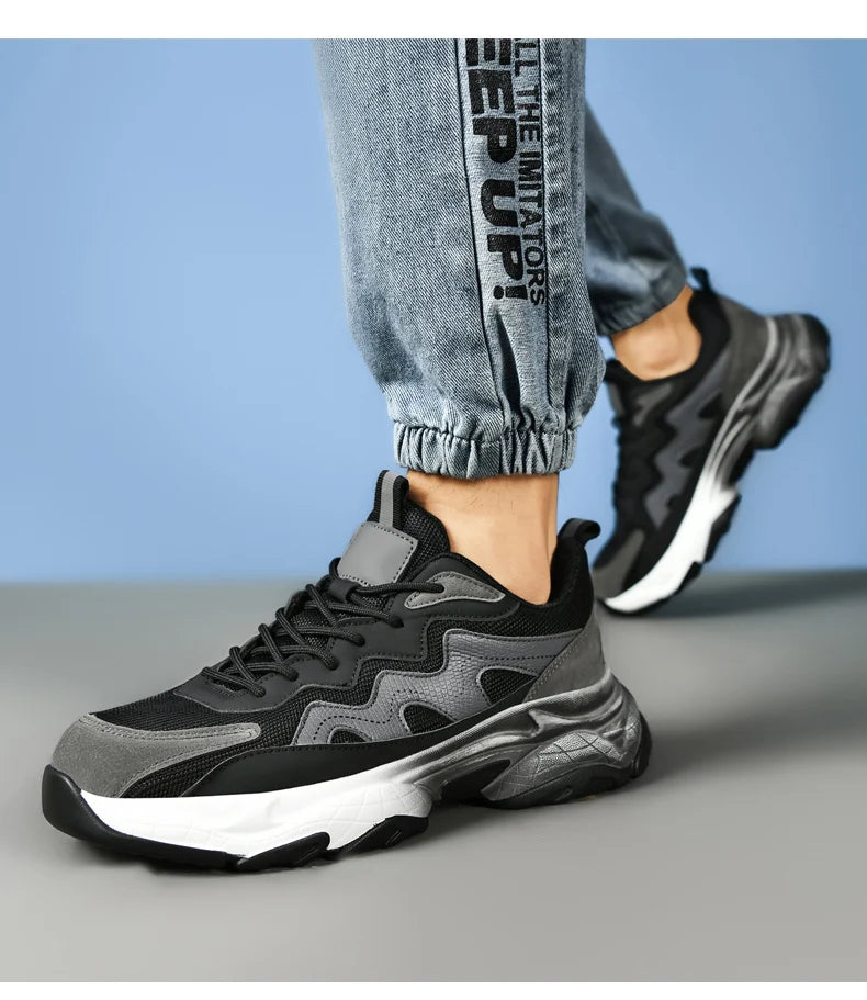 Sports shoes men's four season casual fashion outdoor thick sole breathable comfortable anti slip wear-resistant casual sneakers