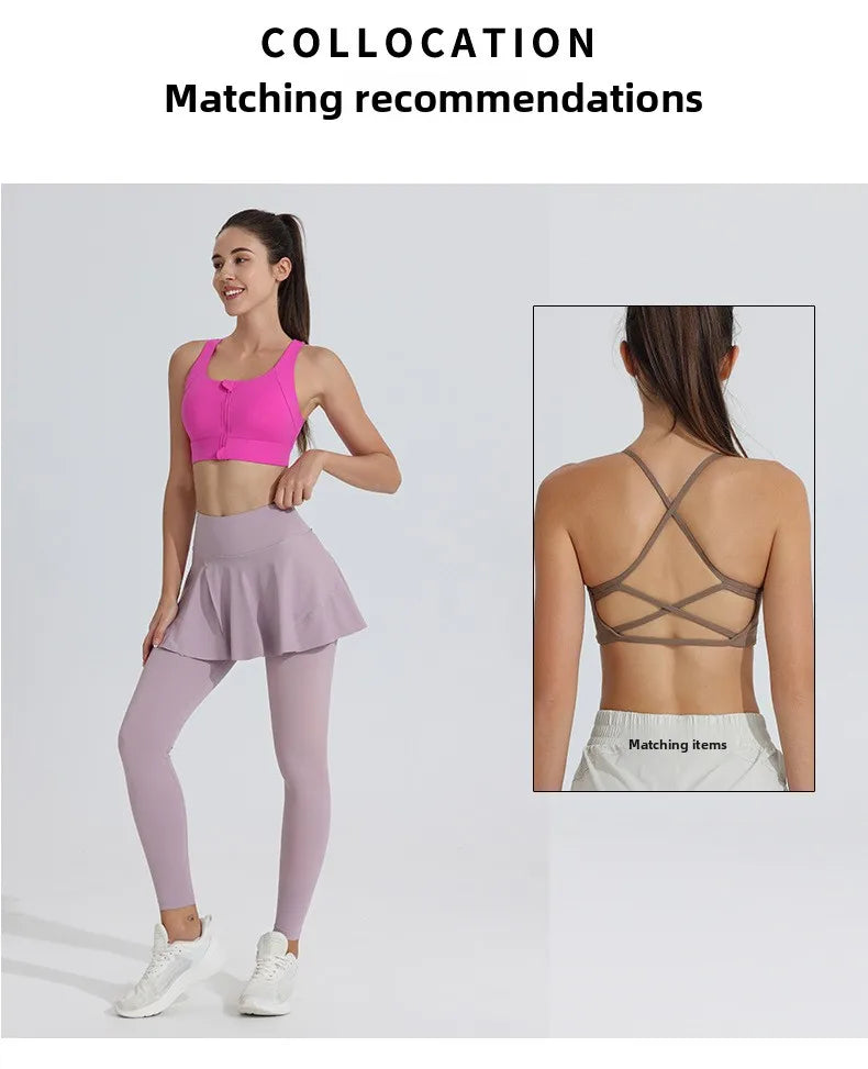 New Yoga Pants Women's High Waist Tennis Skirt Fitness Speed Drying Running Pocket Sports Skirt Tight Pants