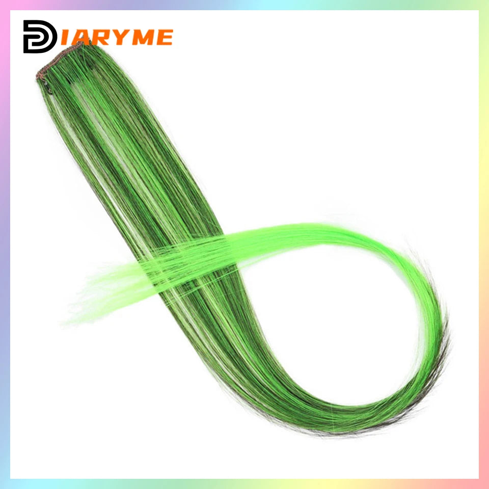 Colorful Hair Extensions Curly One Clip in Synthetic Long Hairpiece For Girls Women Kid Multi-colors Party Highlights Wig Piece