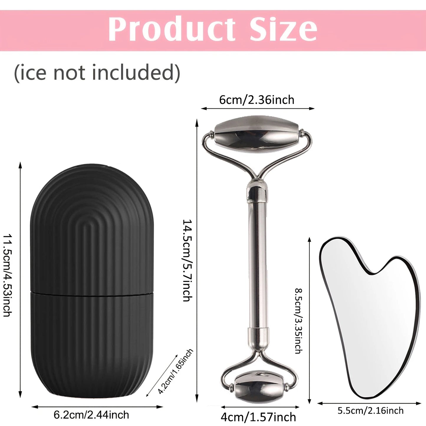 Ice Face Roller Stainless Steel Face Roller Gua Sha Tool,Facial Ice Roller Mold for Face Eye Skincare Tools Lifting Contouring