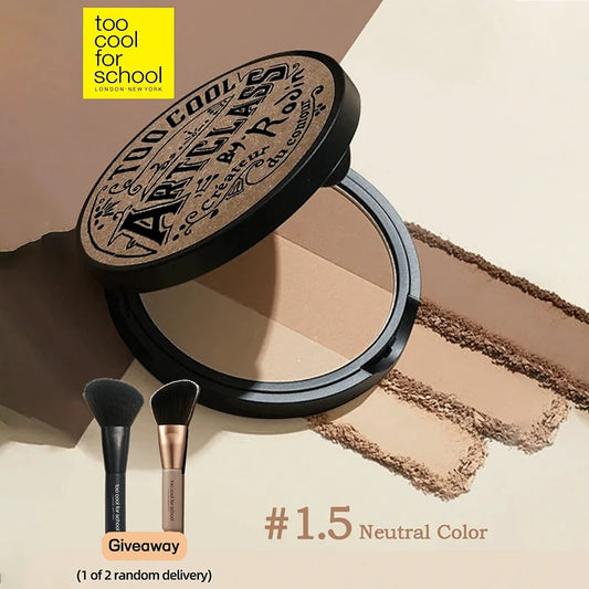 K-Beauty Matte Powder Contour Palette，with Brush, Light, Smooth, Velety Texture ,With mirror, Slimming Facial, Natural Gradation