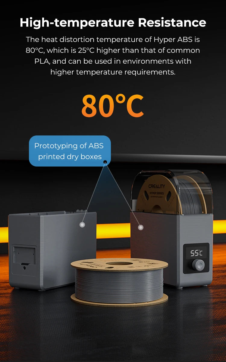 Creality Hyper ABS Filament 1.75mm for High-Speed Printing Convenient Open Printing, 1kg(2.2lbs) Spool Fit Most 3Dz Printer