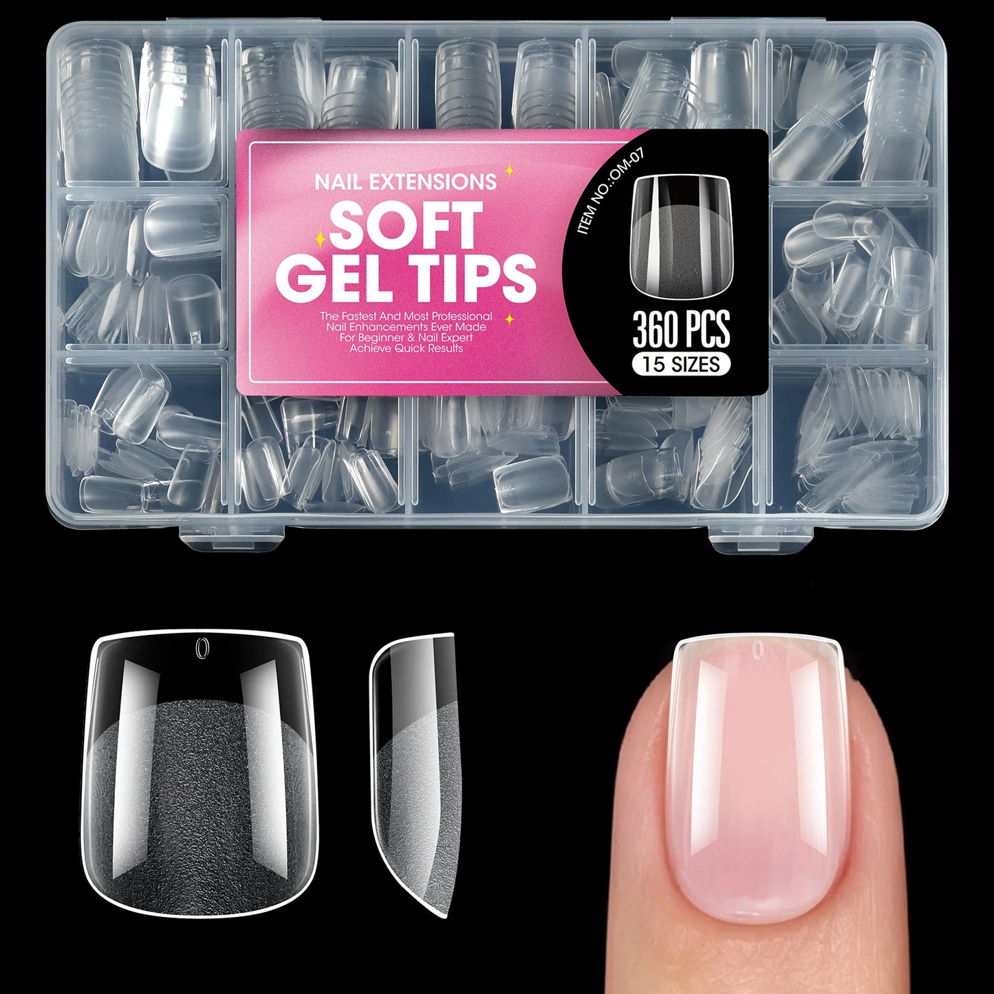 360pcs Soft Gel Nail Tips Semi-Matte Full Cover Almond Coffin Oval False Soak Off Gel Extension Tips Press On Nails Salon Home