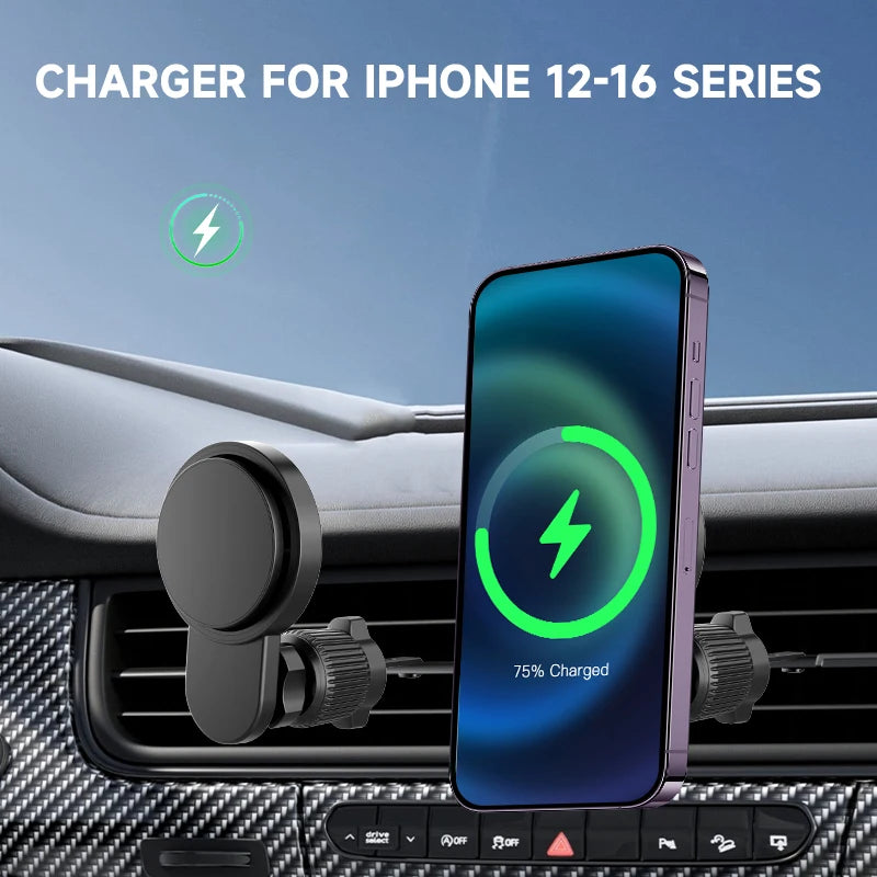 Magnetic Wireless Car Charger Mount 30W Fast Charging Air Vent Phone Holder Stand for iPhone 17 16 15 14 13 12 Pro Max Plus Safe