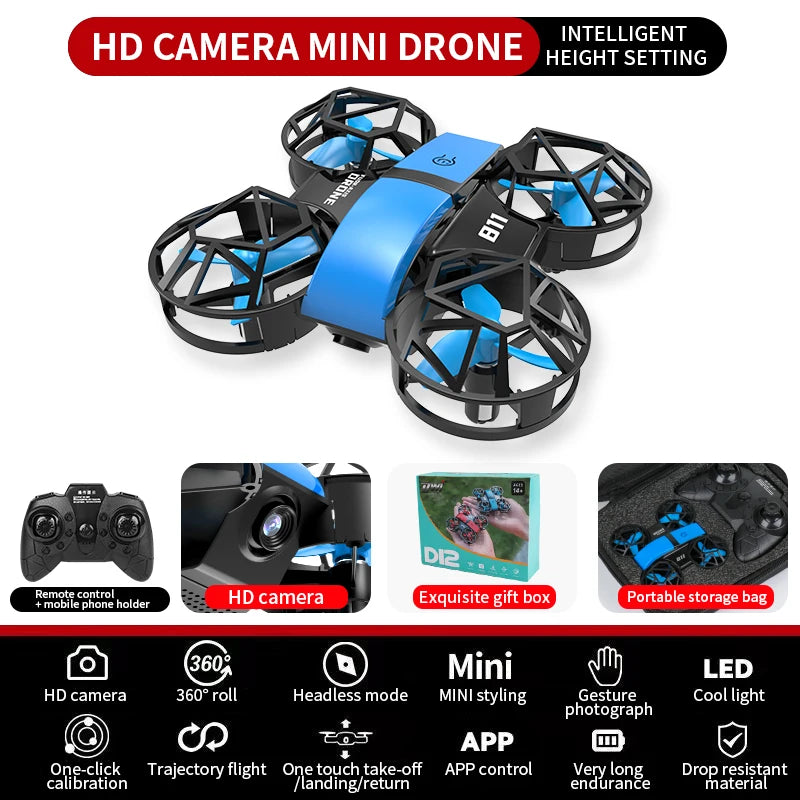 DWI Mini Drone 4k Profession HD Wide Angle Camera 1080P WiFi FPV Drone Camera Height Keep Drones Camera Helicopter Toys Gifts
