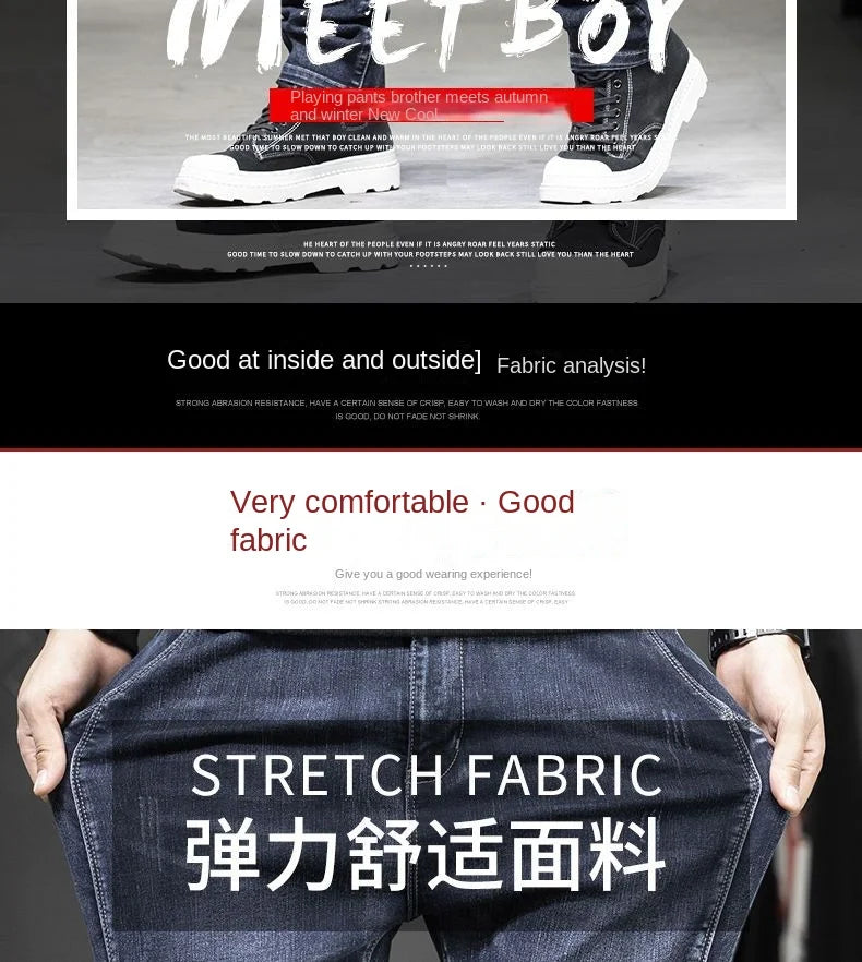 Summer Designer Clothes High Quality Punk Harajuku Fashion Casual Plus Size Slim Fit Denim Jeans for  2025 Cowboy Pants for Men
