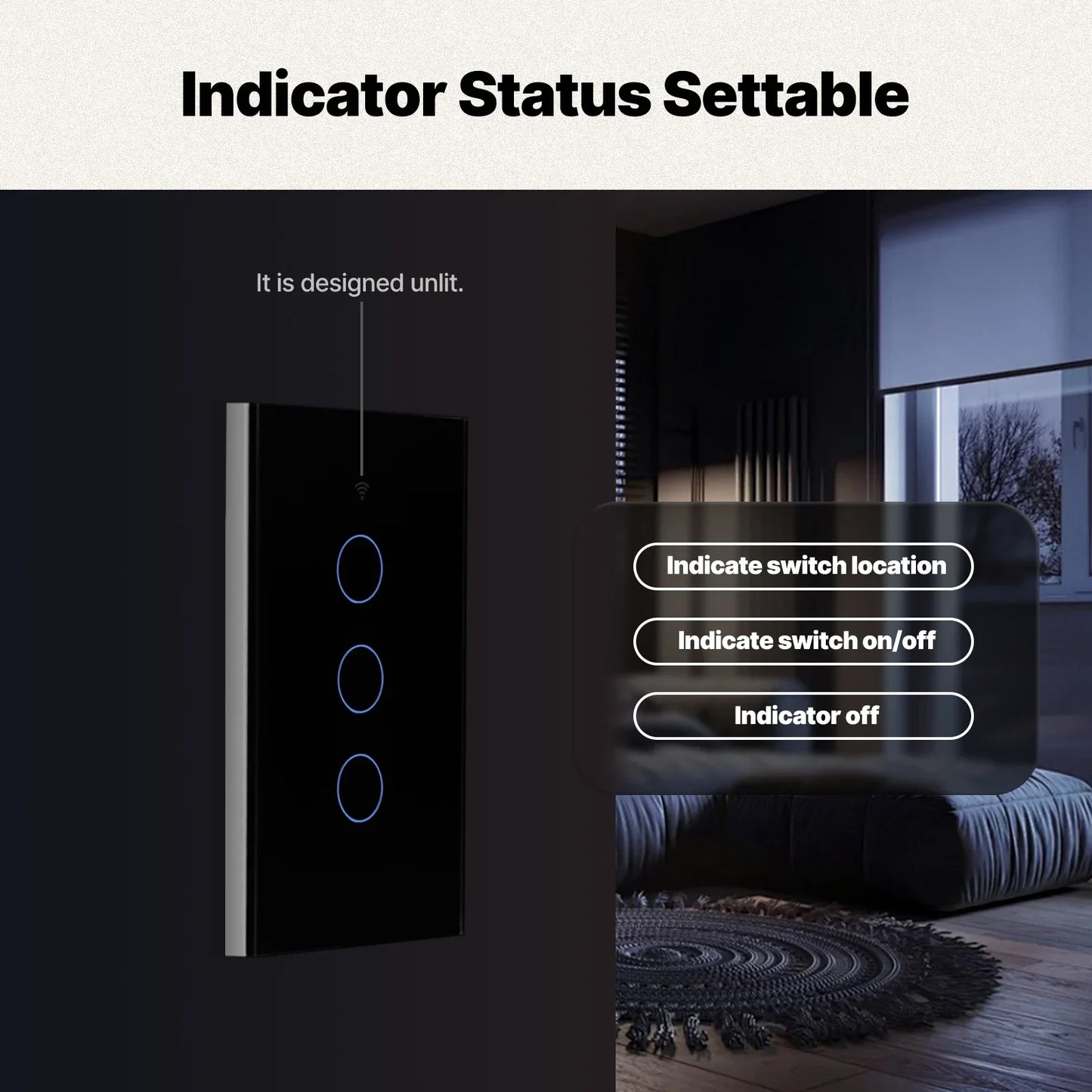 Matter Smart Switch Matter Light Switch Wifi Wall Switch Neutral Wire/No Neutral Wire 1/2/3/4 Gang US Touch Wall Light