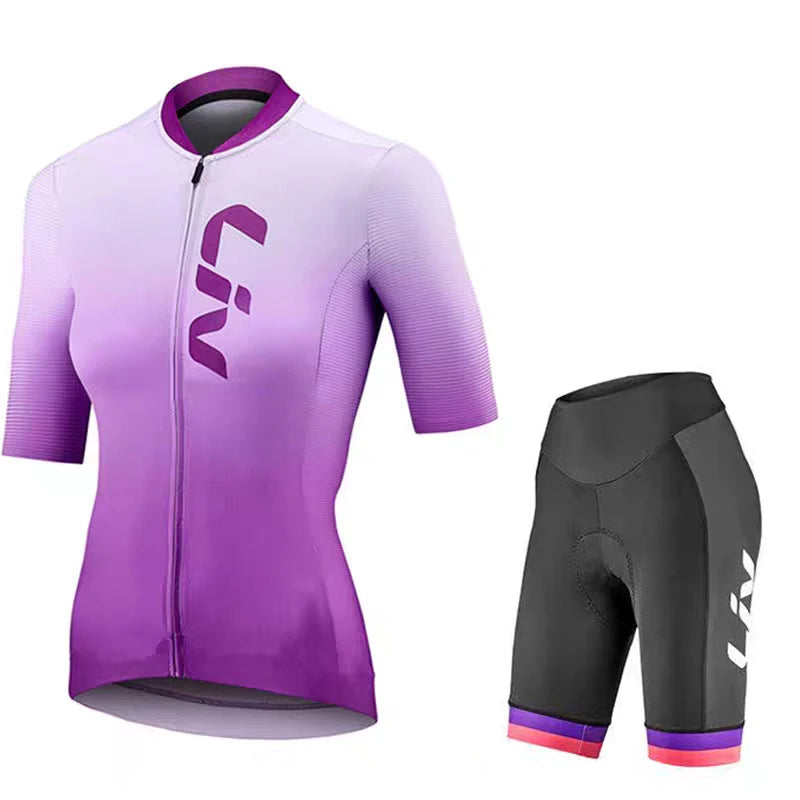 LIV Women's cycling clothes summer road cycling jerseys cycling bibs breathable quick drying clothes cycling shirts