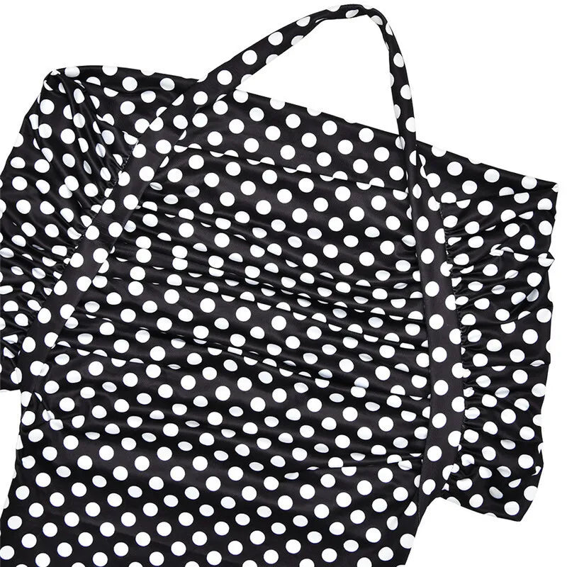 Mozision Off-shoulder Polka Dot Maxi Dress For Women Gown Fashion Halter Sleeveless Backless bodycon Split Long Dress Elegant