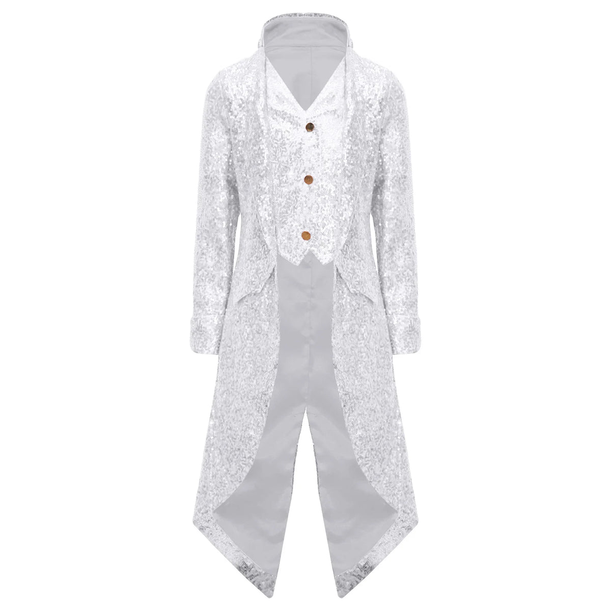 Kids Boys Halloween Medieval Renaissance Costume Sparkly Sequins Victorian Tailcoat Jacket Frock Coat Long Sleeve Gothic Tuxedo