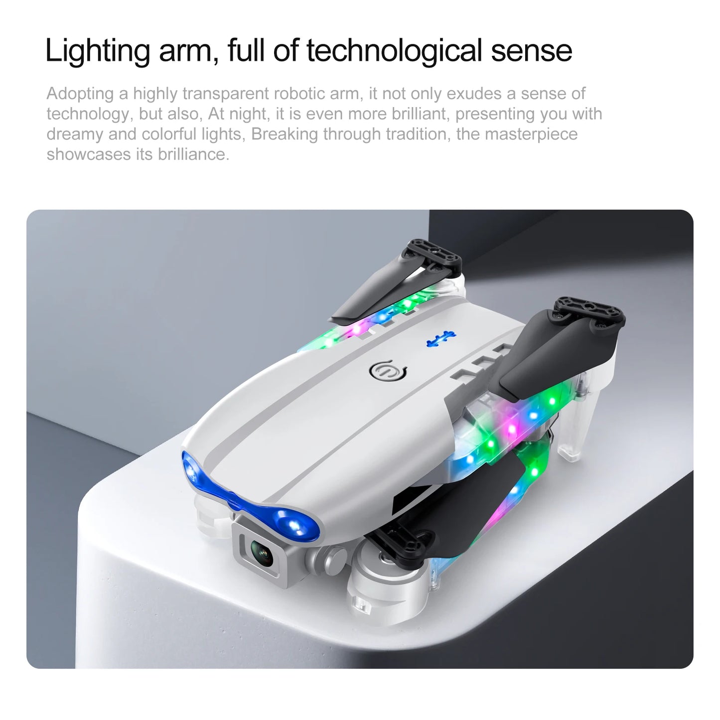 White Gray E88E99 Lighting Screen Control Mini Drone Dual Camera Optical Flow Fixed Height HD Aerial Photography Quadcopter