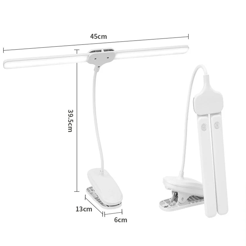 Dual Head Clip Table Lamp LED Rechargeable Eye Protection Desk Lamp Flexible Dimmable Night Lamp For Children Study Kids Reading