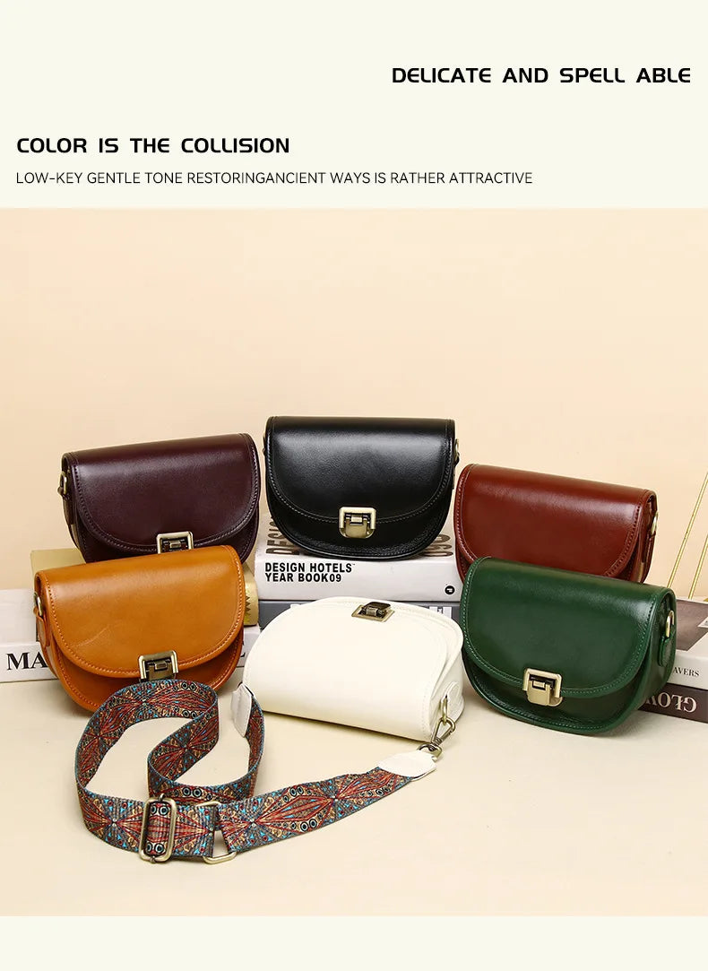 2023 New Style Real Leather Women's Bag Vegetable Tanned Genuine Cow Leather Single Shoulder Messenger Bag Lady Popular Purse