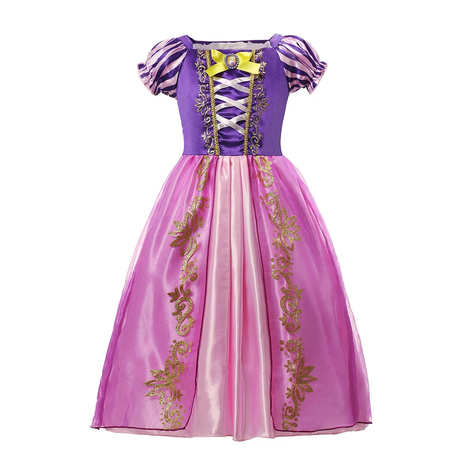 Halloween Birthday Carnival Princess Costume Dress Elsa Anna Snow White Aurora Moana Rapunzel Mermaid Belle for Girls 2-8Y