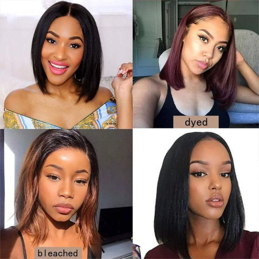 Bone Straight Short Bob Wig Human Hair Wigs For Women Burgundy 4x4 Lace Wigs 1B 99J Bob Wigs Brazilian Human Hair Pre Plucked
