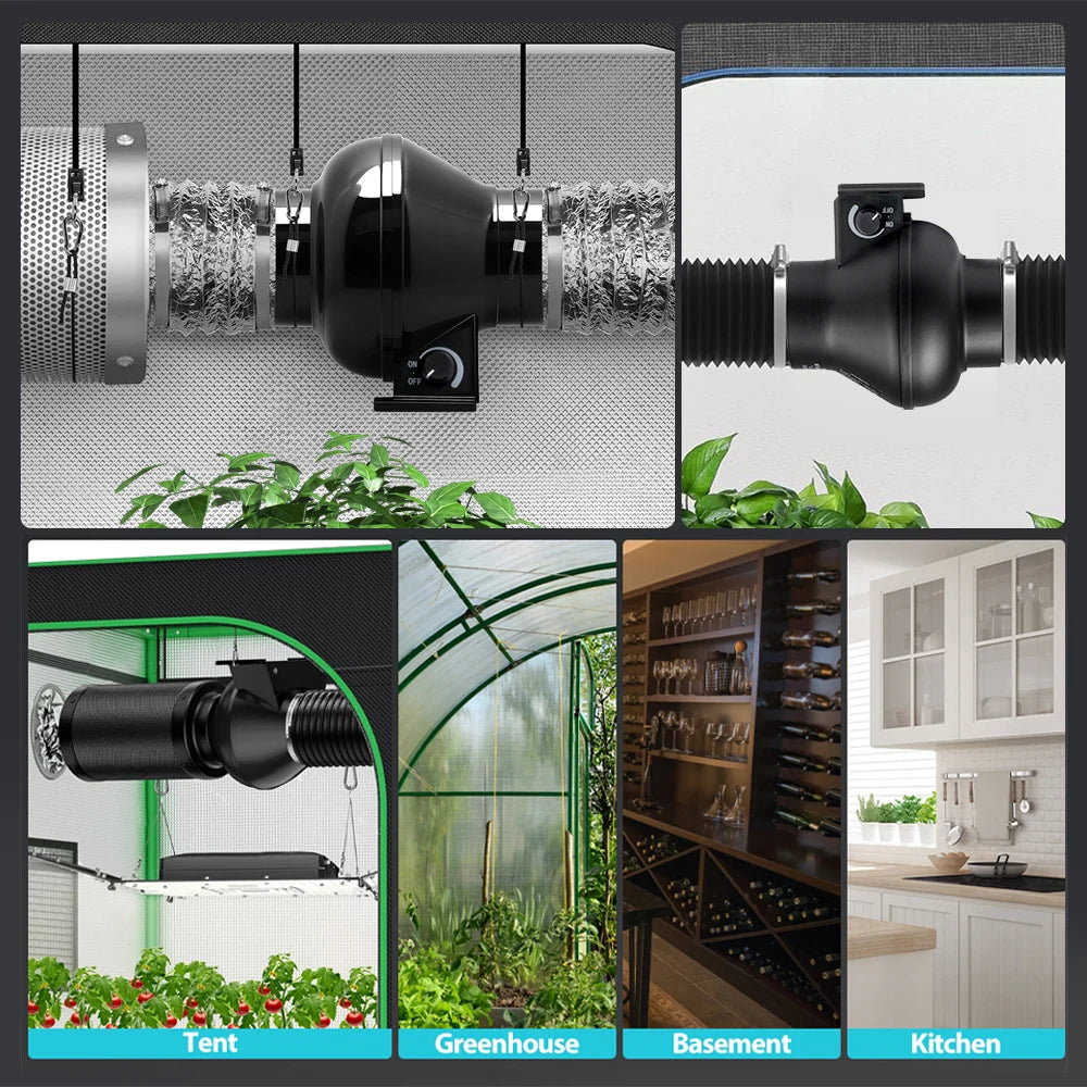 4'' EC Duct Ventilation Fan, Duct Mount Fan with Adjustable Speed Controller, Cooling Fan For Greenhouse Grow Tent Ventilation