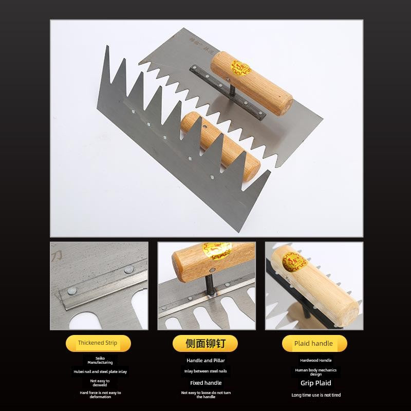 Tile Serrated Spatula Square Tooth Toothed Plastering Knife Paving Tile Plastering Knife Flat Gray Batch Ash Spoon Masonry Tool