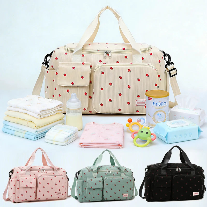 Corduroy Mommy Bag Large Capacity Waterproof Baby Diaper Bags Stroller Nappy Organizer Travel Carry Shoe Maternity Tote Bags