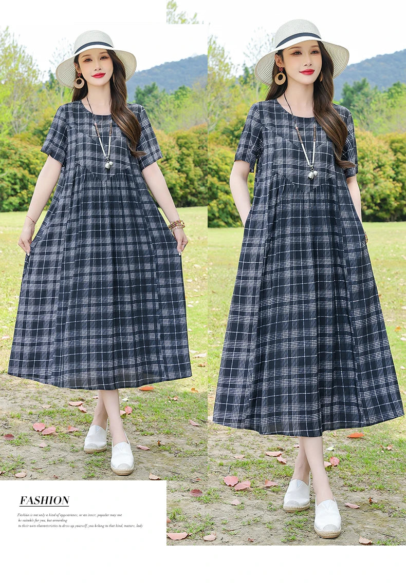 New Fashion Summer Dresses For Women 2025 Elegant Casual Short Sleeve Dress Soild Colour Women Clothing