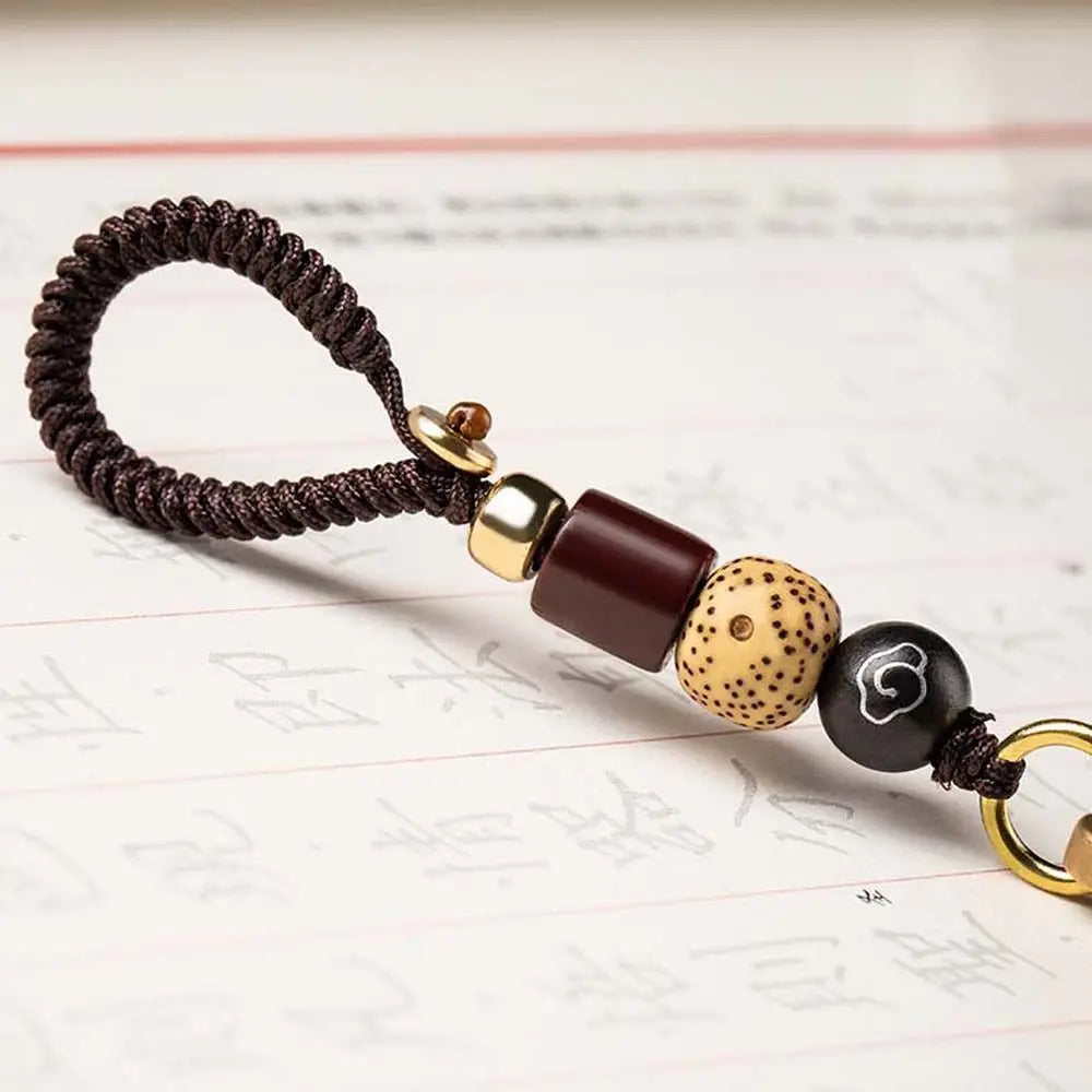 Interior Accessories Tibetan Buddhism Lucky Rope Brass bell Scripture Sutra Key Rings Car Key Chain Keyfob Car Key Chain