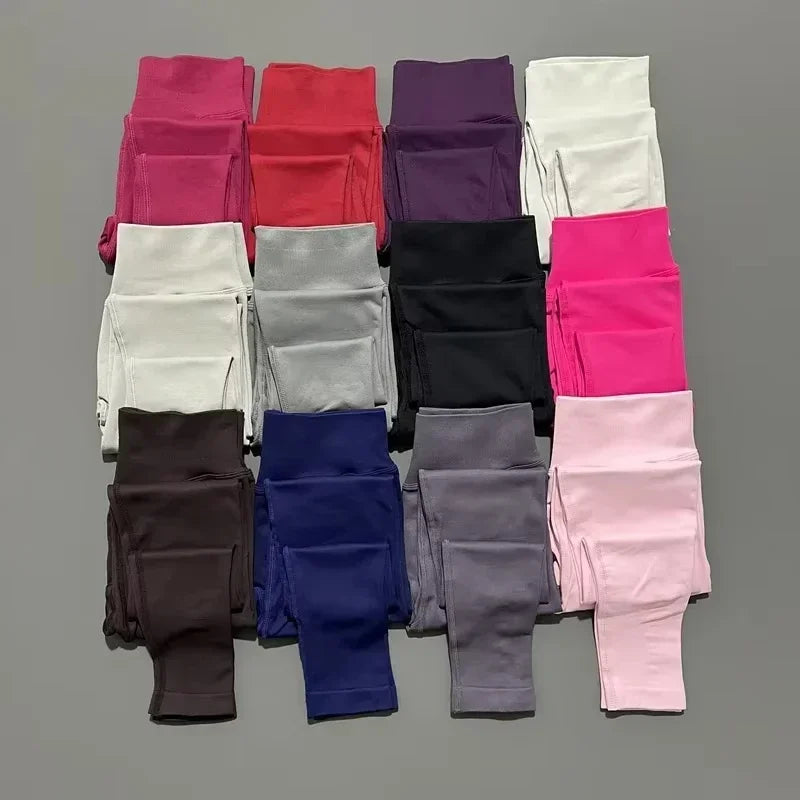 Leggings with Logo Scrunch Seamless Yoga Women Legging Gym Sports Pants Low Ribbed Band High Stretch Fitness Tights Pant