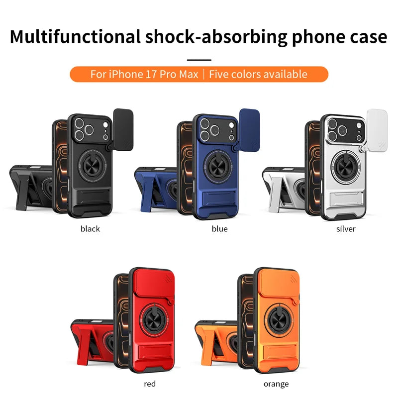 Armor Funda For iPhone 17 Pro Max Case Magnetic Ring Stand Lens Protect Coque For iPhone17 Pro 17Pro Max Wireless Charging Cover