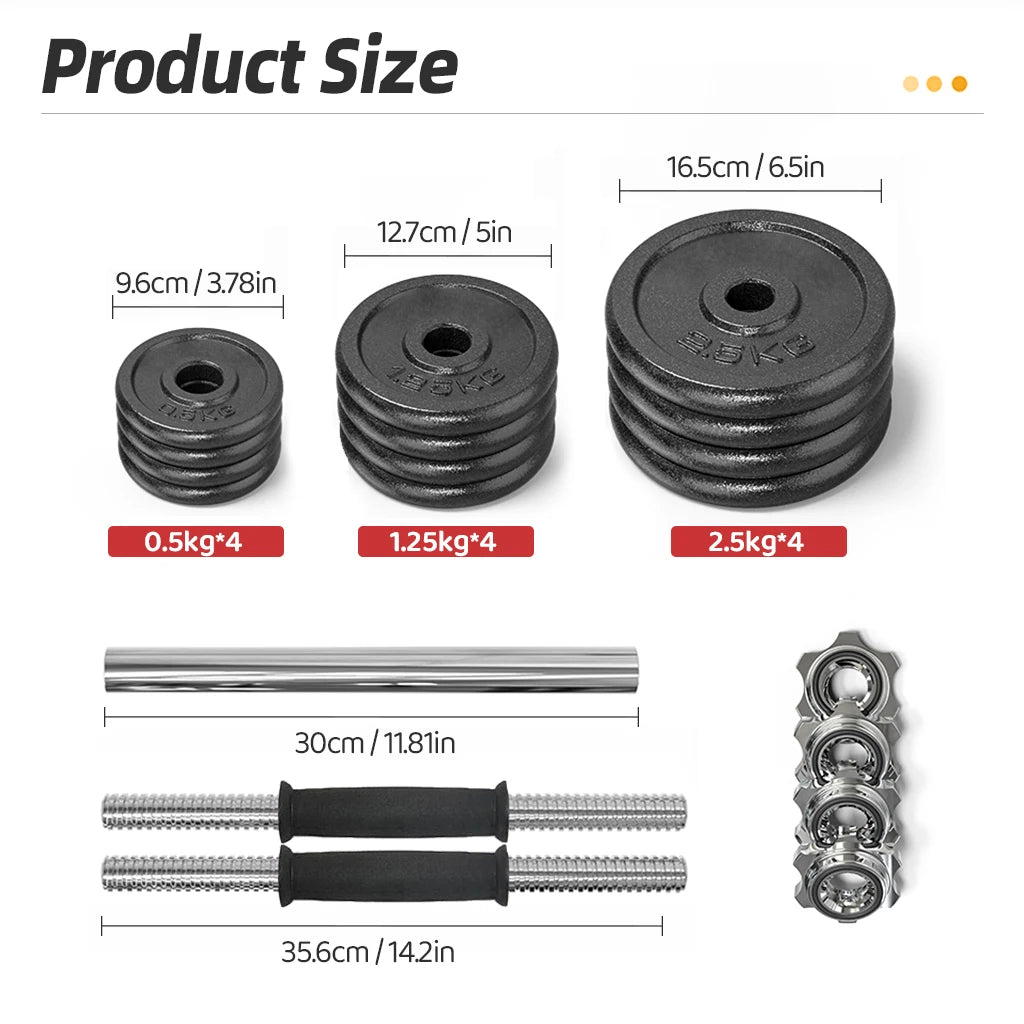 Cast Iron Painted Dumbbell Set, Includes 20kg Levels of Dumbbells, Equipped with Anti-Slip Locking Rings. Solid Cast Iron Construction Ensures Strength and Durability. Fitness Equipment and Sports Accessories Suitable for Str