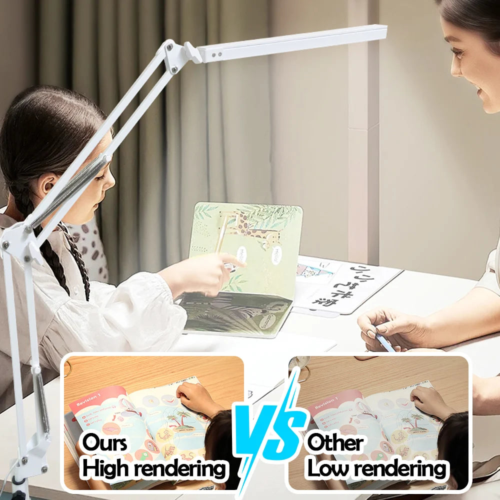 LED Single-Head Eye-Caring Desk Lamp 10 Brightness Levels 3 Lighting Mode Flexible Gooseneck Clamp Study Lamp USB PC Monito Lamp