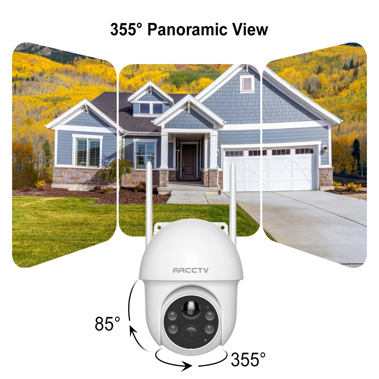 ARCCTV 2K Solar Wifi Camera Color Night Vision Security Surveillance Camera Outdoor Wireless Motion Detection HD Two Way Audio