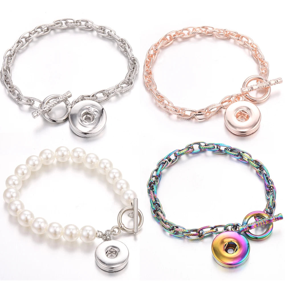 10pcs/lot Wholesale Metal 18mm Snap Button Bracelet Bangles Silver Gold Color Snap Bracelet Fit 20mm 18MM Snap Buttons Jewelry