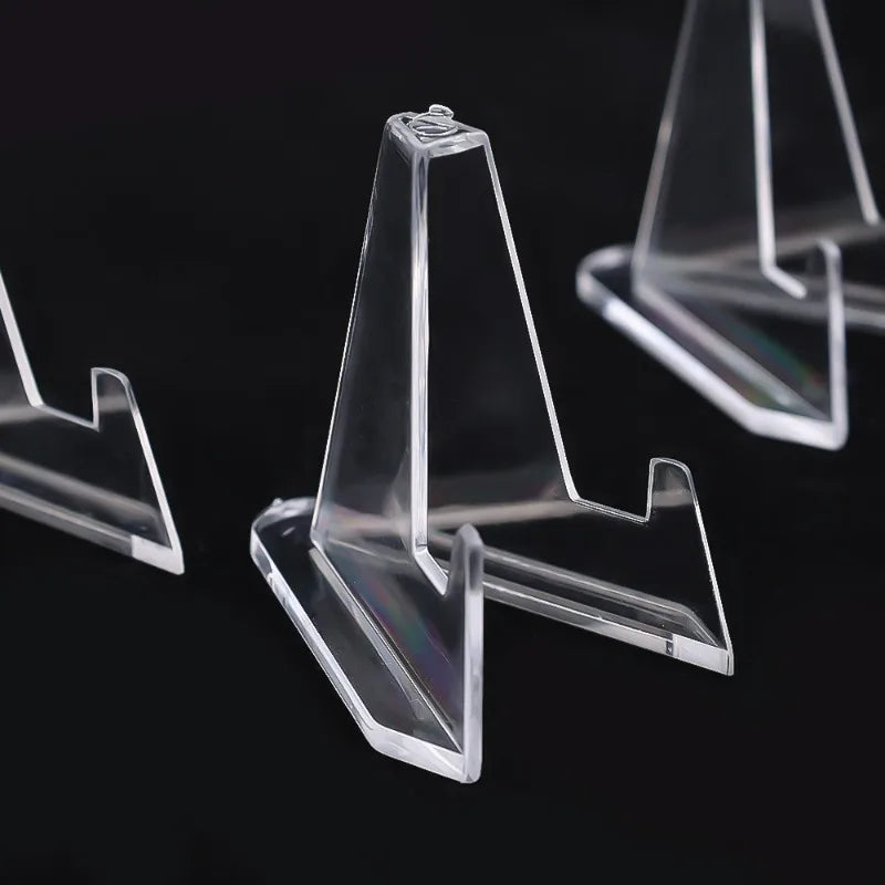 1/50x Clear Acrylic Card Display Stands for Business Card Medals Coins Pictures Desk Organizer Home Office Decor Triangle Holder