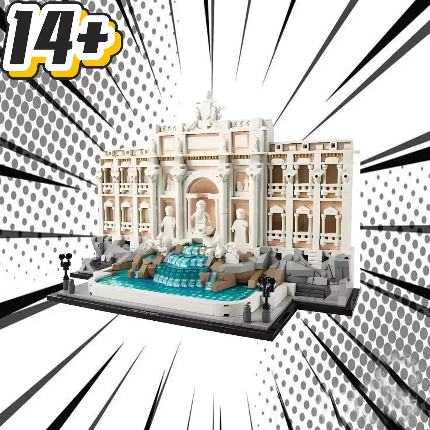 2025 new Trevi Fountain model, world landmark, iconic building blocks, boys, children's Christmas Day gifts