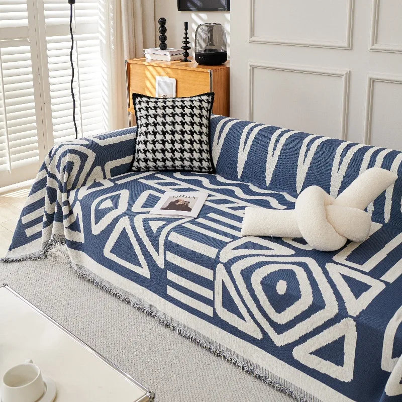 Bohemia Jacquard Slipcover Chenille Sofa Cover with Tassels Sofa Towel Living Room Camping Multipurpose Blanket Furniture Decor