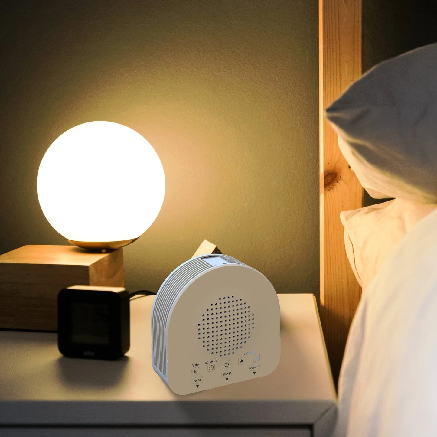 White Noise Sound Machine Portable Baby Sleep Machine Sounds Volume Adjustable Built-in Rechargeable Battery USB