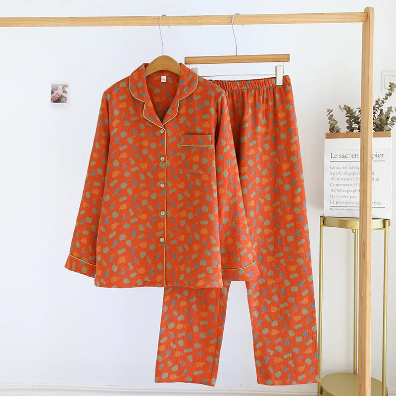 2025 New Spring and Autumn Pajama Set 100%Cotton Comfortable Long sleeved Two Piece Home Furnishings Large Size Home Furnishings