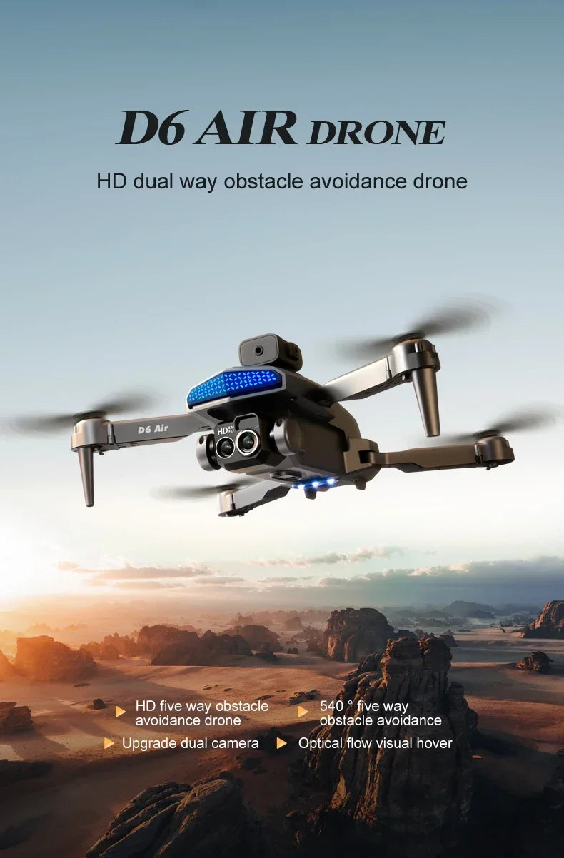 New D6 Mini Drone 4k Profesional 8K HD Camera Obstacle Avoidance Aerial Photography Brushless Foldable Quadcopter Gift Toy 6000M