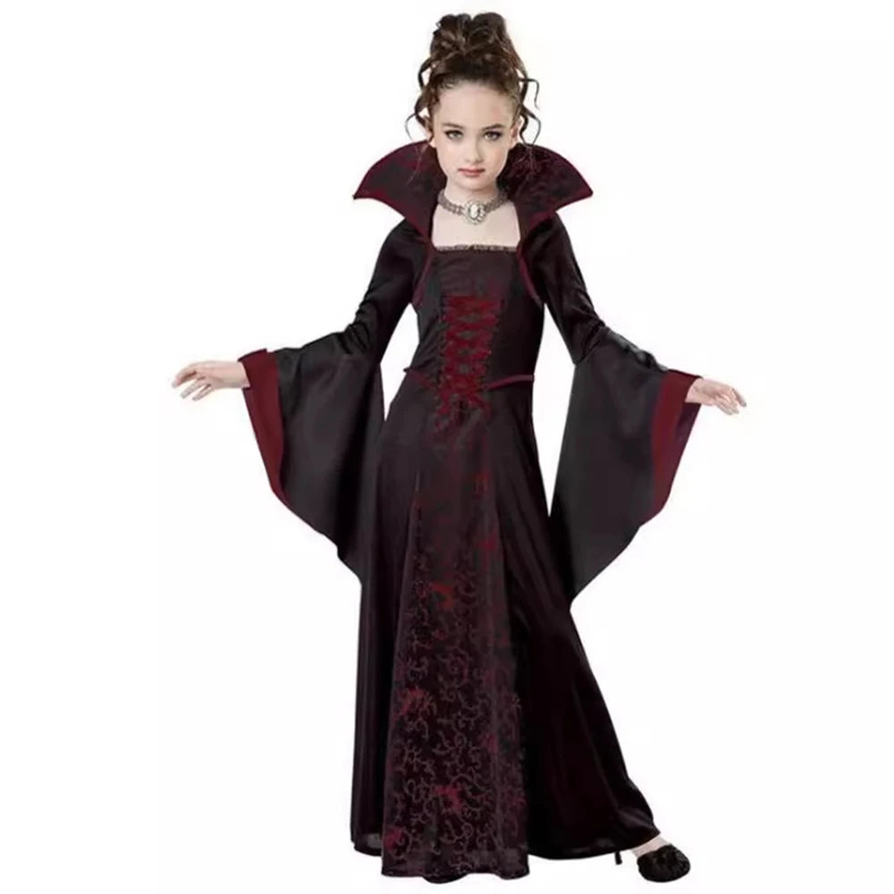 Halloween Costume for Kids Halloween Fantasy Vampire Costume Girls Witch Cosplay Children's Performance Clothing for Party