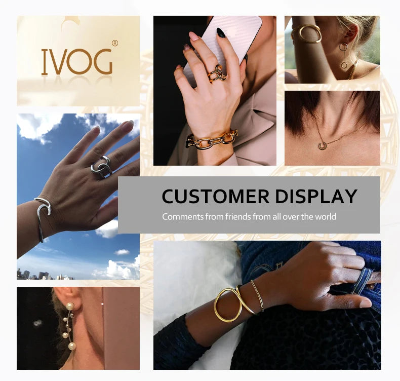 IVOG Brilliant Zircon U-shape Design Ring For Women Hollow Out Luxury Ring Fashion Jewelry Flagship Store