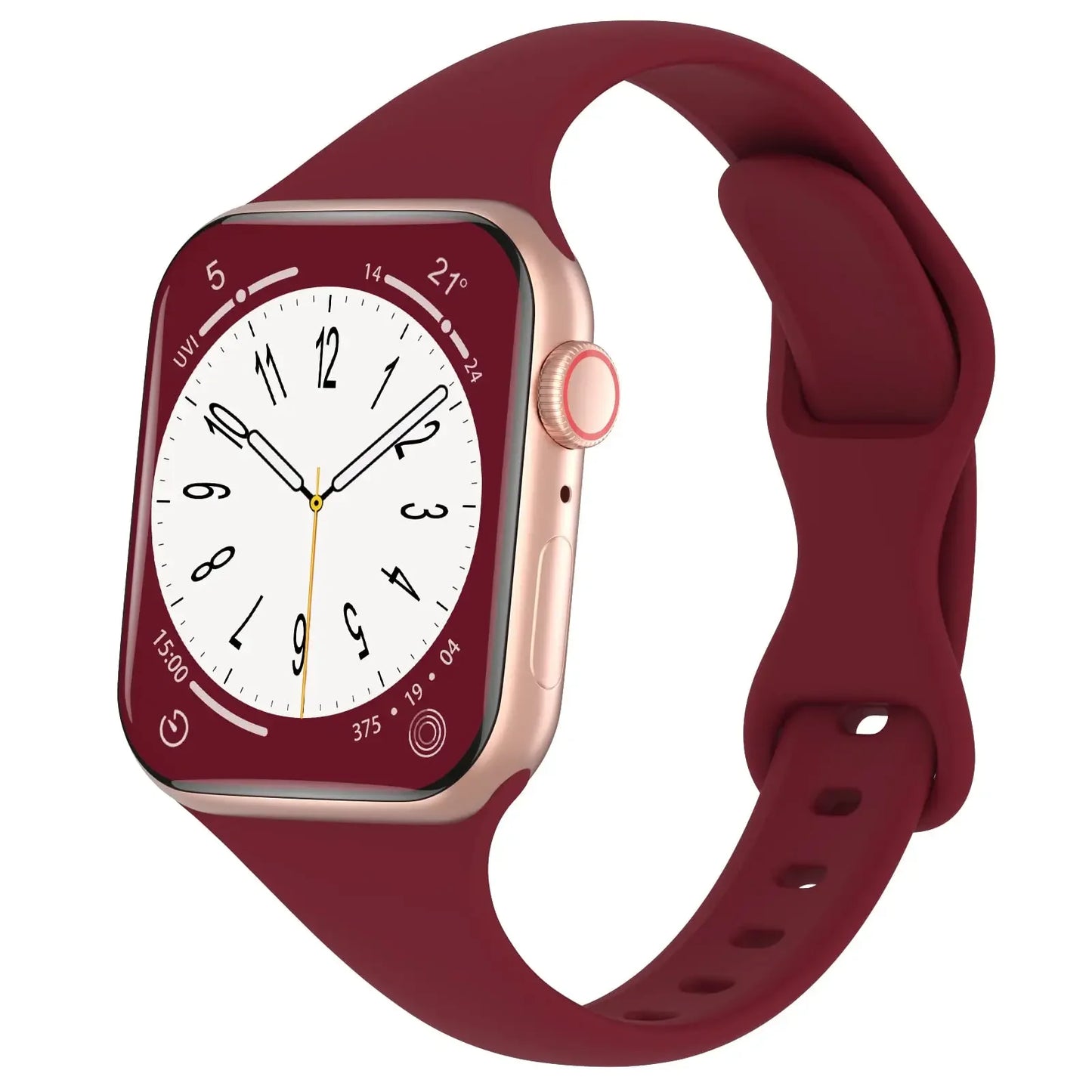Thin Silicone Strap For Apple Watch 40mm 44mm 45mm 41mm 38mm 42mm Solid Color Strap Bracelet For IWatch Series 1 2 3 4 5 6 SE 7