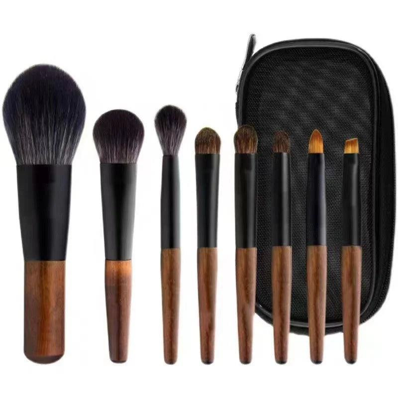 OVW 8PCS Mini Makeup Brush Set with Free Bag Animal Hair Cosmetic Brush Powder Foundation Blush Blending Brush Kit
