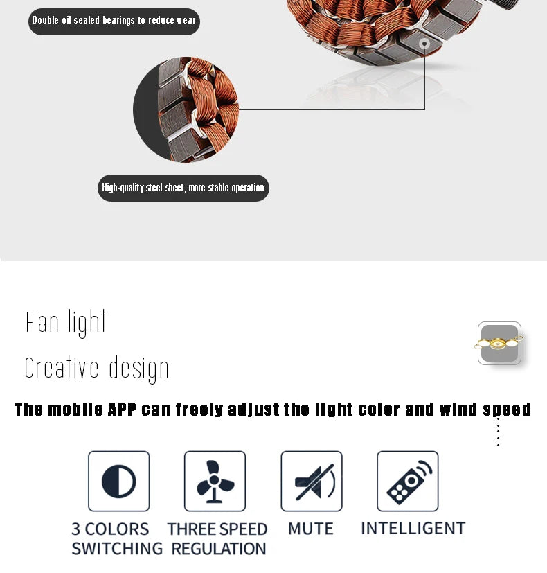 with light small ceiling fan Led kids light with fan Chandelier For Home Bedroom Lamp 3 Color Dimmable remote control fan light