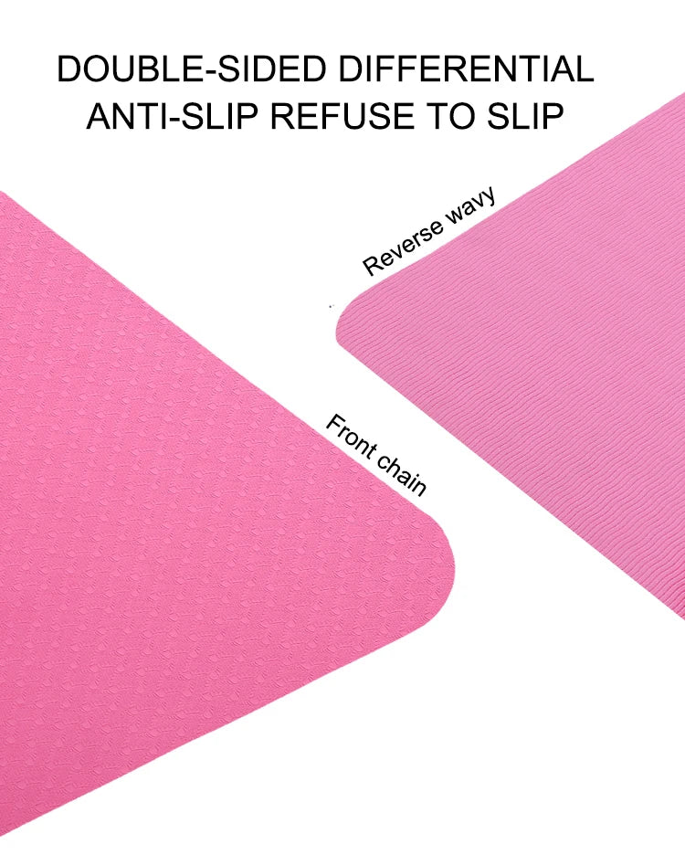 TPE Yoga Mat 173*57cm Eco-friendly Non-Slip Exercise & Fitness Mat for Men&Women with Carrying Strap, Home Workout Mat for Yoga