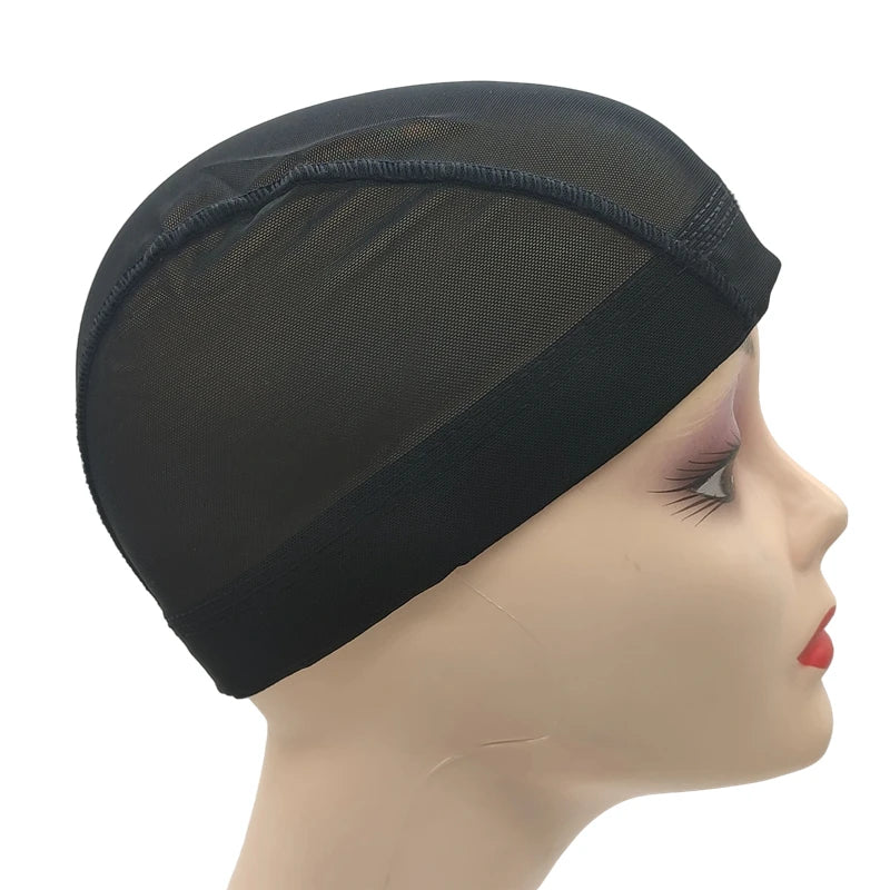 1/3/6Pcs Black Stretchy Breathable Mesh Dome Wig Cap Spandex Base Stitched Guidelines Non-Slip for Wig Making & Salon DIY