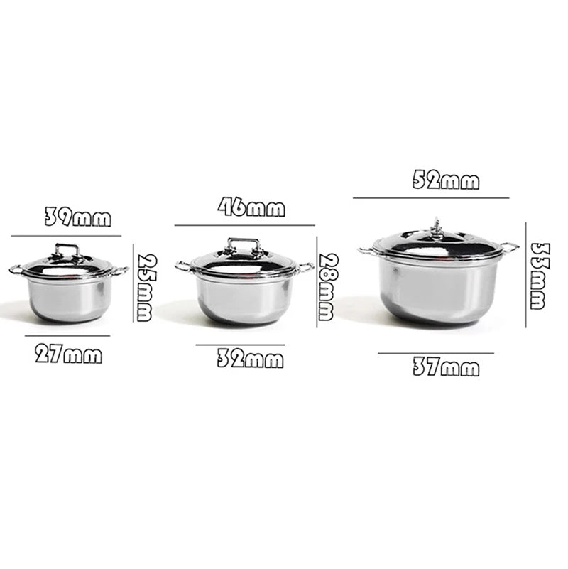 1Pcs 1/12 Dollhouse Miniature Imitated Stainless Steel Casserole Kitchen Cookware
