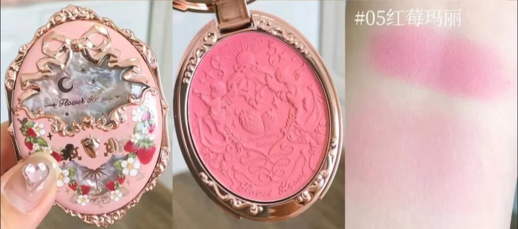 Flower Knows Strawberry Rococo Series Makeup Set Glitter Matte Eyeshadow Palette Blusher Power Velvet Lipstick Kit Perfume Set