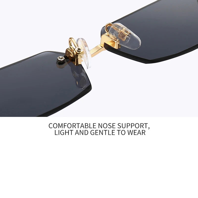 Rimless Sunglasses Rectangle Fashion Popular Women Men Shades Small Square Sun Glasses For Female Male Summer Traveling Oculos