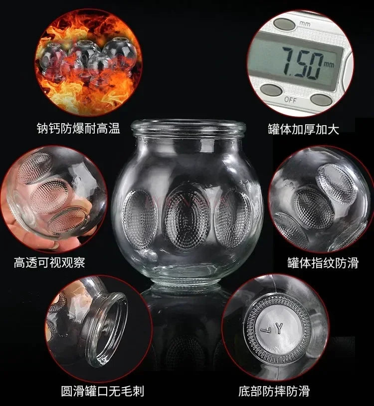6/8/12pcs Thick Glass Cupping Beauty Can Chinese Traditional Healthcare Cupping Body Points Massage GuaSha Therapy gift fire rod